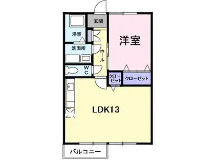 ハッピードェリング(1LDK/1階)の間取り写真