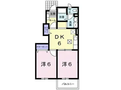 ポポラーレⅡ(2DK/1階)の間取り写真