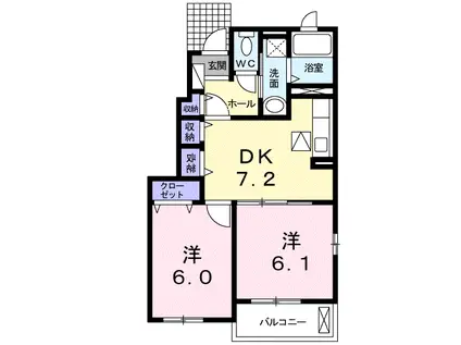 パ-クハイツⅢ(2DK/1階)の間取り写真