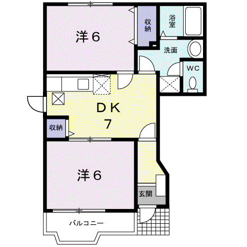 クリスタルMTⅡ(2DK/1階)の間取り写真