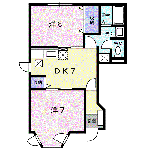 マルゴヒルズⅢ(2DK/1階)の間取り写真