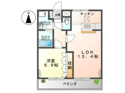 ユーパークA(1LDK/1階)の間取り写真