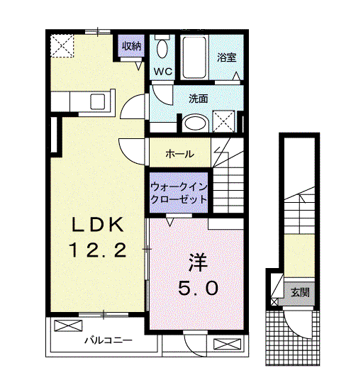 プランドール Ⅰ(1LDK/2階)の間取り写真
