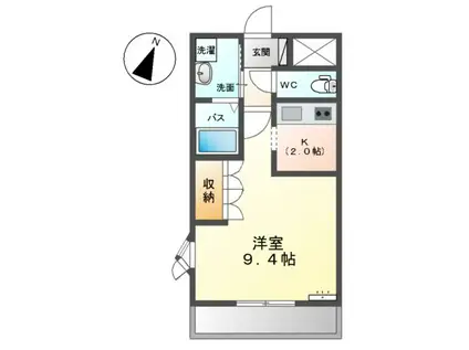 コートダジュールIN桃ヶ丘A(1K/2階)の間取り写真