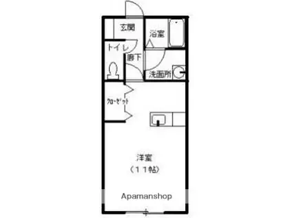 ベルリヴィエール(ワンルーム/1階)の間取り写真