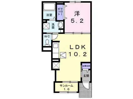 フルラージュ(1LDK/1階)の間取り写真