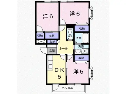 クローバーヒルズC(3DK/1階)の間取り写真