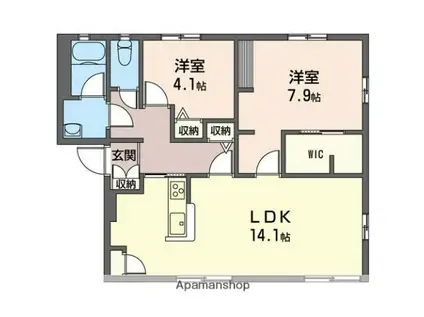 トロピカルハイツC(2LDK/1階)の間取り写真