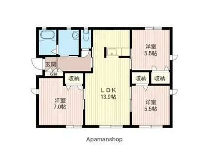 東武伊勢崎・大師線 細谷駅(群馬) 徒歩24分 1階建 築15年(3LDK)の間取り写真