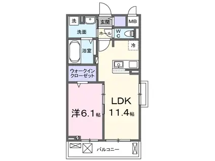 クラール 大島 A(1LDK/3階)の間取り写真