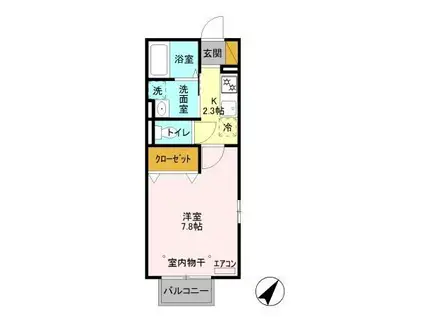 D-ROOM24 B(1K/1階)の間取り写真