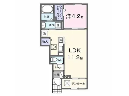 ベル セゾン(1LDK/1階)の間取り写真