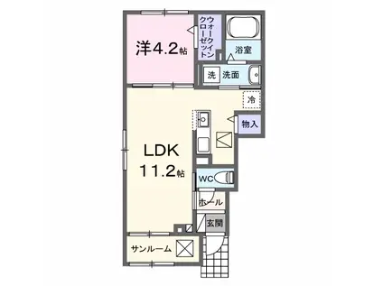 ベル セゾン(1LDK/1階)の間取り写真