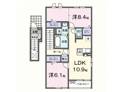 ジックス大島 C(2LDK/2階)の間取り写真