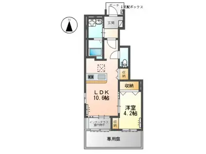 ウィスタリア(1LDK/1階)の間取り写真