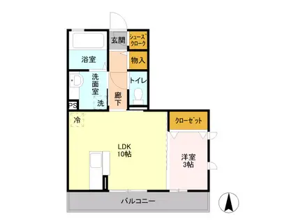MスカイI(1LDK/3階)の間取り写真