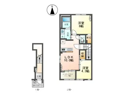 館林市城町アパート(2LDK/2階)の間取り写真