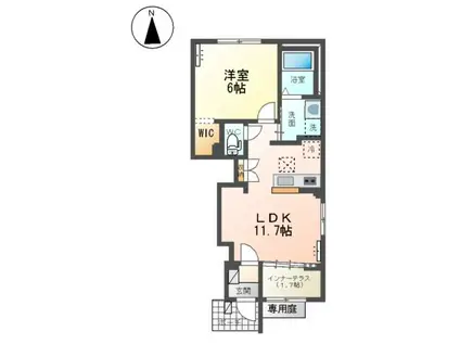 館林市城町アパート(1LDK/1階)の間取り写真