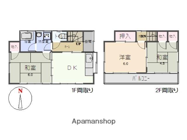 東武鉄道小泉線 西小泉駅 徒歩50分 2階建 築41年(3DK)の間取り写真