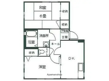 ポレール加藤 B(2DK/1階)の間取り写真