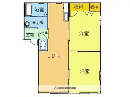 ポートストークA(2LDK/1階)の間取り写真