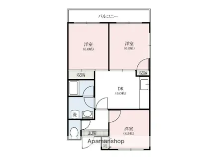 ウィッシュ・ヴィーガⅡ(3DK/2階)の間取り写真