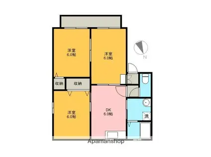 エクセルコート・C(3DK/1階)の間取り写真