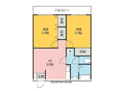 アイ・ハイツA(2DK/2階)の間取り写真