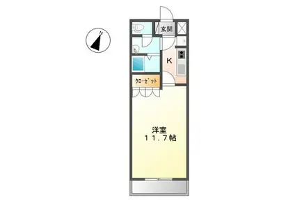 カサ・ベルデⅡ(1K/2階)の間取り写真