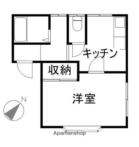 梅ヶ丘ハイツ1(1K/2階)の間取り写真