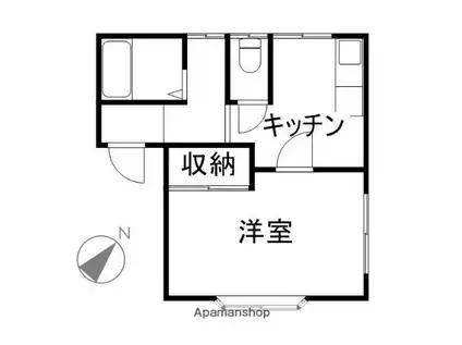 梅ヶ丘ハイツ1(1K/2階)の間取り写真