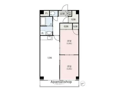 マンションクレスト(2LDK/3階)の間取り写真