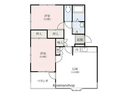 レクセルオナイB(2LDK/1階)の間取り写真