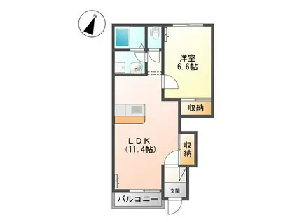 ジェム フォレスト(1LDK/1階)の間取り写真