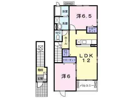 カンターヴィラ A(2LDK/2階)の間取り写真