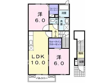 グランデ パードレスA(2LDK/2階)の間取り写真