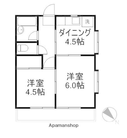 シャトーアンジェ(2DK/2階)の間取り写真