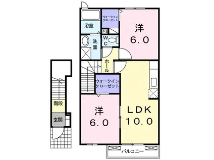 グランジェニト-リA(2LDK/2階)の間取り写真