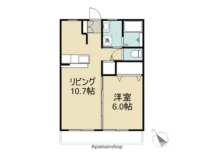 マンションブライトC(1LDK/1階)の間取り写真