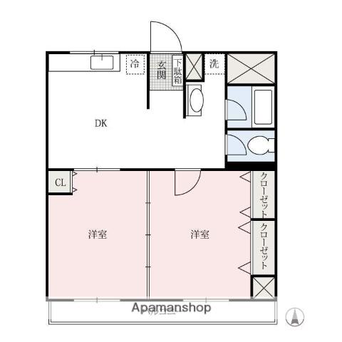 マンション長利(2DK/3階)の間取り写真
