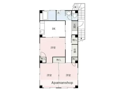 元宿ビル(3DK/3階)の間取り写真