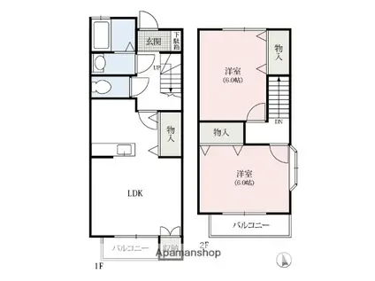 アルファメゾン(2LDK/2階)の間取り写真