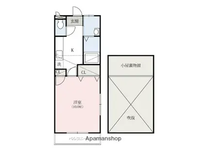 カラコレス(1K/2階)の間取り写真