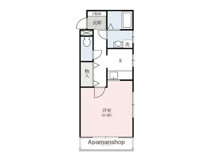 コンパートメントWクエスト(1K/1階)の間取り写真