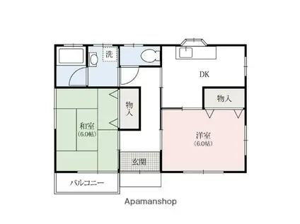 上毛電気鉄道上毛線 西桐生駅 徒歩39分 1階建 築28年(2DK)の間取り写真