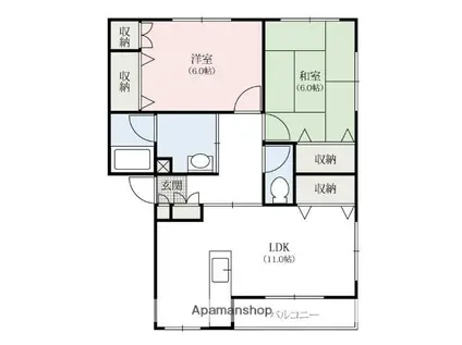 プチセゾン(2LDK/2階)の間取り写真