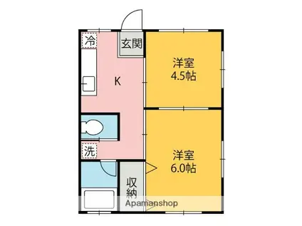 KAZUハイツ(2K/2階)の間取り写真