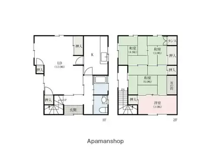 両毛線 桐生駅 徒歩13分 2階建 築58年(4LDK)の間取り写真