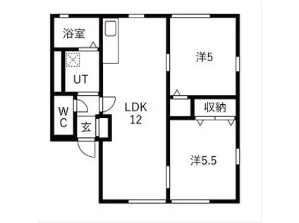 ヴィラ相生B(2LDK/2階)の間取り写真