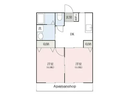 サンパレス山下(2DK/1階)の間取り写真